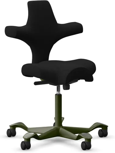 Vista 54 de HAG Capisco Sit to Stand - Silla de pie con marco negro, tapizada de ónix negro con anillo para el pie Negro Onyx