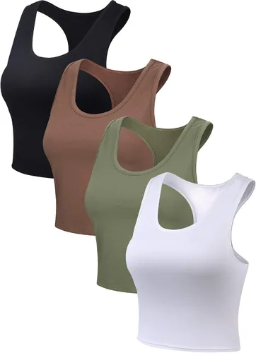 Vista 6 de Boao 4 camisetas básicas sin mangas de espalda cruzada para mujer