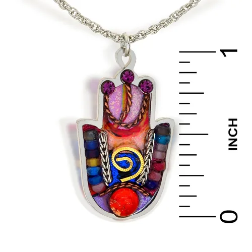Vista 3 de seeka Multicolor Hamsa con Shaddai Collar para proteger del mal de ojo, n0617rd