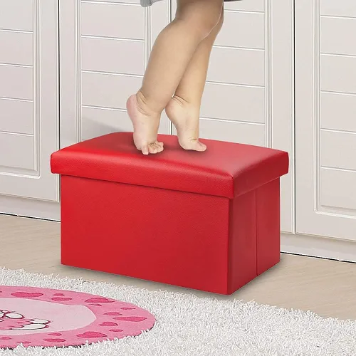 Vista 5 de FS-LN01, organizador para almacenamiento de ropa, con revestimiento, plegable, tipo Ottoman, cubo con escalón para descansar los pies, para living