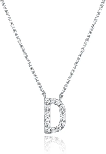 Vista 147 de PAVOI 14K White Gold Plated Cubic Zirconia Initial Necklace Letter Dainty Necklaces for Women
