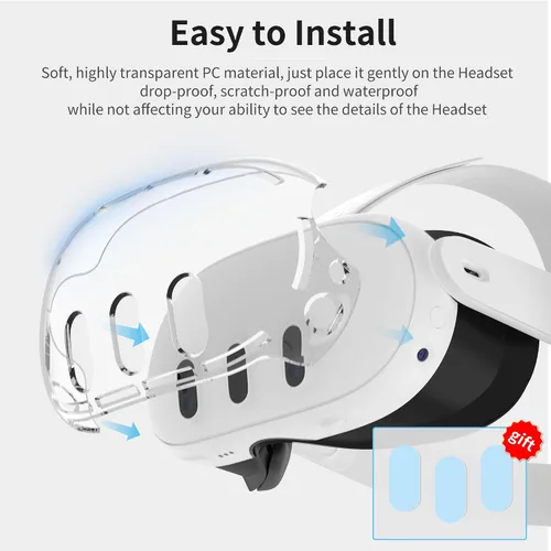 Vista 4 de HiBloks VR Shell Protective Cover for Meta Quest 3 Accessories, Transparent VR Headset Protective Cover with Precise Hole for Oculus Quest 3