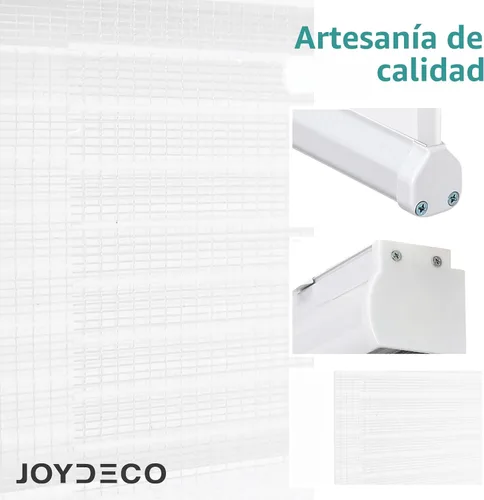Vista 3 de Joydeco - Persianas de cebra sin cables para ventanas, persianas de doble capa con parada libre, control de luz y privacidad para día y noche