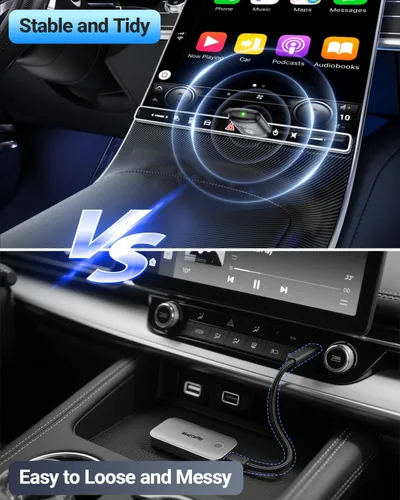 Vista 5 de Adaptador inalámbrico CarPlay para iPhone 2026 actualizado (negro)