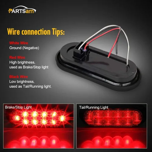 Vista 6 de Partsam Kit de luces LED ovaladas para remolque de camión de 12 V con marcadores laterales de barra de luz de identificación, cable de remolque de 7