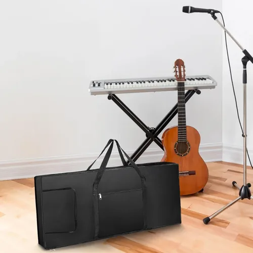 Vista 4 de Tosnail Funda para teclado de 61 notas, funda suave para piano acolchada con algodón de 0.236 in, funda para piano con asas y bolsillo grande, 39 x
