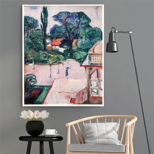 Vista 2 de Pintura por números para adultos Edvard Munch Garden in Taarbaek Pintura por Edvard Munch Arts Craft para decoración de pared del hogar