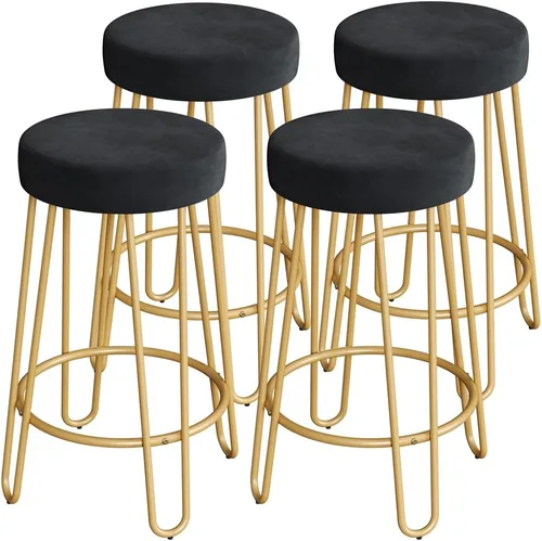 Vista 14 de Yaheetech Juego de 2 taburetes de bar, taburetes de terciopelo con patas