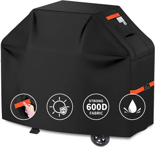 Vista 10 de Cubierta de Parrilla 600D Resistente, Protector de Barbacoa Universal Impermeable con Correas Ajustables, Cubierta de Horno al Aire Libre Resistente