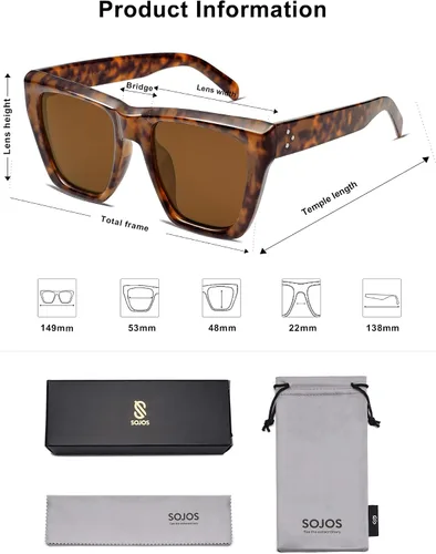 Vista 45 de SOJOS Fashion Oversized Square Cat Eye Polarized Sunglasses for Women Trendy Cateye Style Womens Sunglasses SJ2179