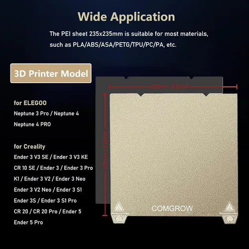 Vista 5 de Comgrow Ender 3 V3 SE PEI Spring Steel 9.252x9.252 in y 6pcs Ender 3 V3 SE Boquilla Kit con 2pcs Ender 3 V3 SE Bloque Calentador Bloque Cubierta