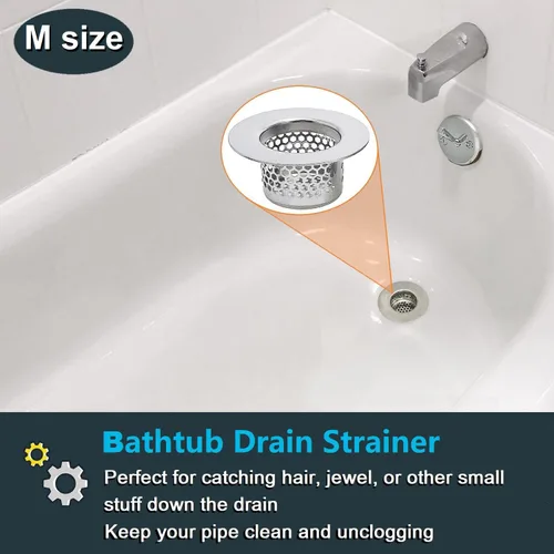 Vista 6 de Coladores de Drenaje para Baño (Juego de 3 Tamaños), Atrapa Cabellos para Lavabo de Baño, Bañera, Ducha, Drenaje de Piso, Filtro Trampa de Acero