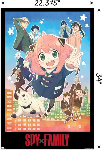 Vista 3 de Trends International Spy x Family - Póster de pared Anya Key Art, 34 pulgadas de largo x 22.4 W, paquete de póster y clip