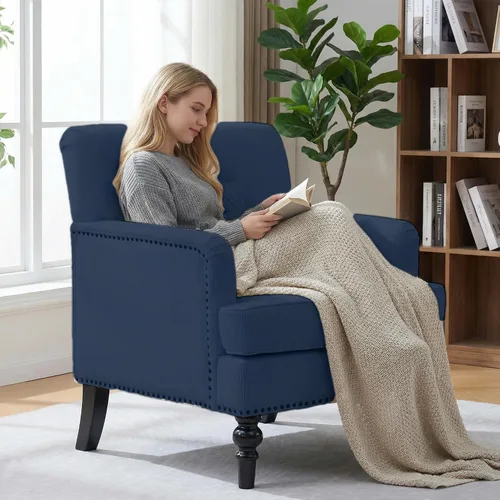 Vista 5 de Sillón acentuado, silla de club capitoné, sillón tapizado con botones con almohada lumbar, sillas de tela de lino para dormitorio, sala de estar