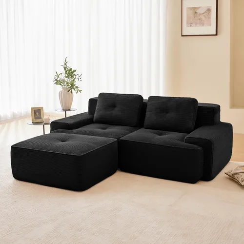 Vista 8 de Sofás modulares convertibles de 82 pulgadas, sofás en forma de L de asiento profundo para sala de estar, sofá moderno de 2 plazas con 1 otomana
