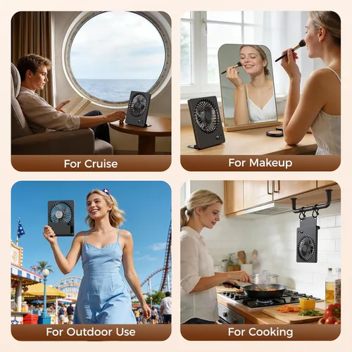 Vista 7 de Zuvas Ventilador de escritorio con pilas, recargable de inclinación de 180°, ventilador personal plegable ultra silencioso, pequeño, portátil, de 3