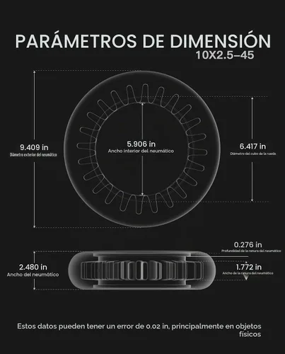Vista 5 de stio Neumático de goma sólida de 10 x 2.5 pulgadas para Segway Ninebot MAX G30 G30P G30LP/Hiboy S2 Max, doble absorción de impactos