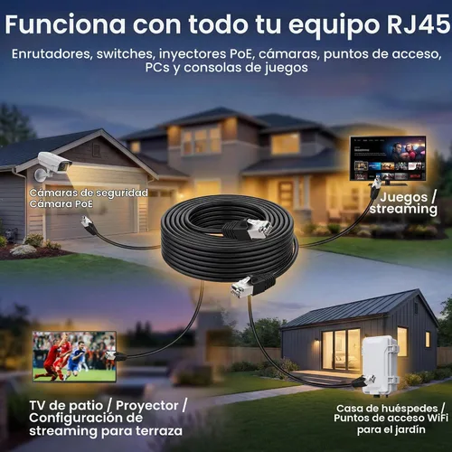 Vista 7 de GEARit - Cable Ethernet Cat6 para exteriores (3 m) 23AWG de cobre puro, FTP, LLDPE, impermeable, entierro directo, en tierra, resistente a UV, POE