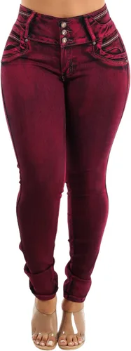 Vista 4 de Moda Xpress - Jeans levantadores de glúteos para mujer, ajustados, de cintura alta, elásticos