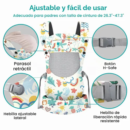 Vista 4 de YooxArmor - Portabebés transpirable para 7-66 libras, Boho Bohemio