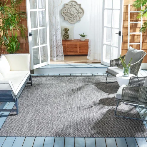 Vista 21 de SAFAVIEH Alfombra Lavable para Exteriores Colección Courtyard - 2'3" x 5', Azul Aqua y Gris, No Desprende Pelusa y Fácil Limpieza, Ideal para Patio