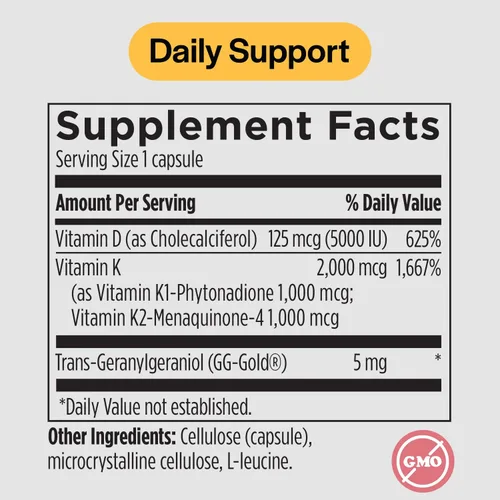Vista 2 de PureFormulas Vitamina D3 K2 Vitamina 5000 UI - Suplemento VIT D3 K2 para absorción de calcio, fuerza ósea, apoyo cardiovascular y de función