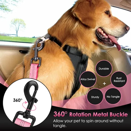 Vista 61 de SlowTon Cinturón de seguridad para perro, correa de cinturón de seguridad ajustable para perro, 2 en 1, cinturón de seguridad para perro