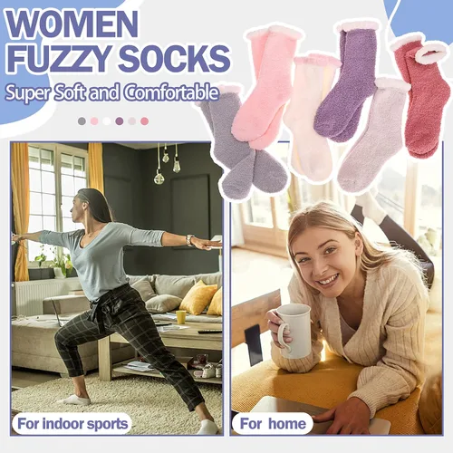 Vista 6 de ANTSANG Womens Fuzzy Socks Slipper Winter Fluffy Comfy Cozy Socks Cabin Warm Home Socks