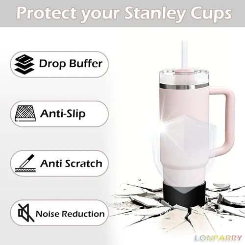 Vista 8 de Paquete de 2 botas de silicona para Stanley Cup de 30 oz y 40 onzas, protector inferior antideslizante y reductor de ruido, cubierta base de vaso