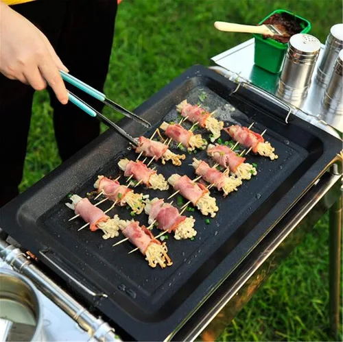 Vista 3 de 2 pinzas para barbacoa, acero inoxidable, estilo coreano, resistentes al calor, pinzas para barbacoa al aire libre, accesorios