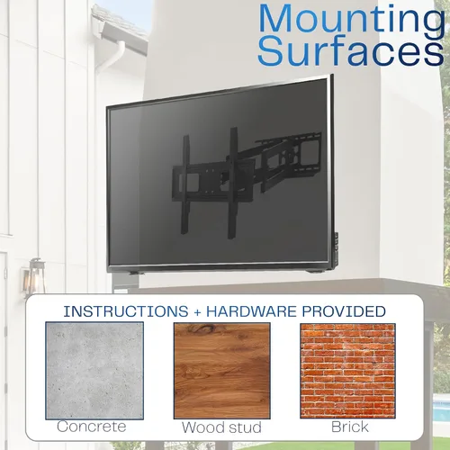 Vista 9 de VIVO Soporte de pared para TV de movimiento completo para exteriores para pantallas de 37 a 80 pulgadas, soporte articulado con capacidad para hasta