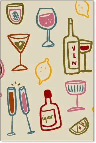 Vista 39 de MWZUPQ Póster de cóctel colorido de moda, retro, lindas copas de vino, lienzo, arte de pared, llena tu taza, pinturas impresiones de bares, cocina