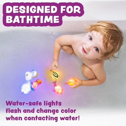 Vista 2 de Tub Works® Mermaid Lagoon™ Light Up Bath Toys, 6 Pack Water-Activated Light Up Toys Flash & Change Color Easy-Grip Baby Girl & Toddler Bath Toys