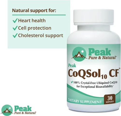 Vista 5 de Peak CoQSol10 CF - Ubiquinol Coenzima Q10 100% libre de cristales para una biodisponibilidad mejorada - Ubiquinol CoQ10 - Potenciador de energía