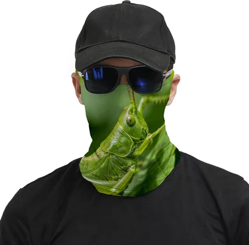Vista 3 de Insect-Green Face Scarf Cover Ear Loop Hole,Outdoors Face Mask for Women Men Sports Yoga Running Hiking Ski Snowboard,Cooling Neck Shield Scarf