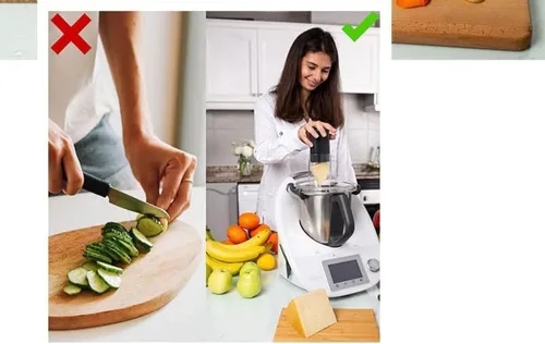 Vista 7 de Cortador multifuncional de verduras y queso, cortador grueso y fino, adecuado para Thermomix tm6, pelador de verduras, juego de pared de acero