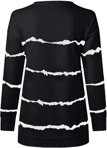 Vista 9 de Camisetas de manga larga con cuello redondo y estampado a rayas para mujer, para otoño e invierno