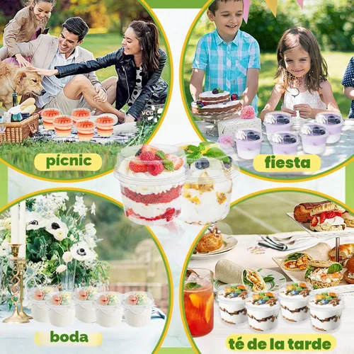 Vista 5 de Paquete de 50 vasos desechables de plástico para postre de 8 onzas