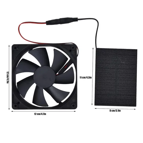 Vista 2 de Ventilador de panel solar de 3 W, ventilador alimentado por panel solar, mini ventilador para gallineros, invernaderos, cobertizos, casas de mascotas