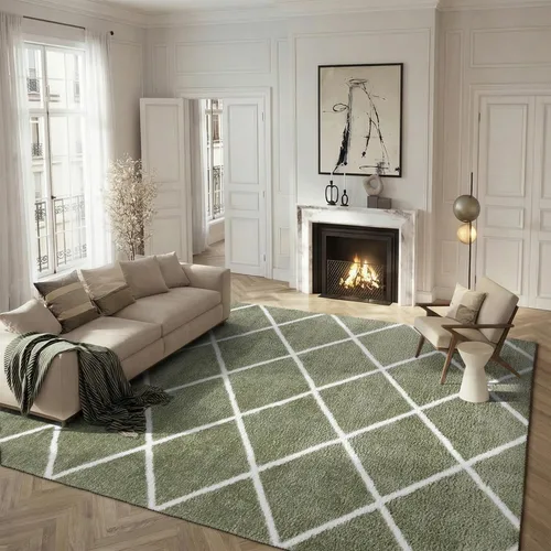 Vista 27 de SAFAVIEH Tahoe Shag Collection - Alfombra para pasillo, 2 x 9 pies, diseño de enrejado, no desprende pelusa y de fácil cuidado, 1.2 pulgadas