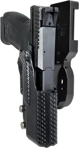 Vista 11 de Black Scorpion Outdoor Gear Funda de competición profesional resistente OWB Kydex compatible con CZ P-10 C 3Gun IPSC USPSA aprobado negro / negro