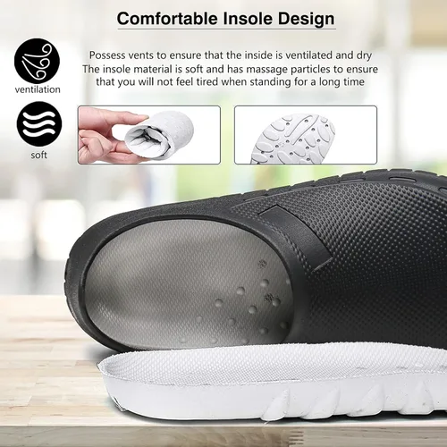 Vista 4 de Zapatos de chef para hombre antideslizantes a prueba de agua zuecos para hombre cómodos zapatos de enfermería para jardineros hombres interiores