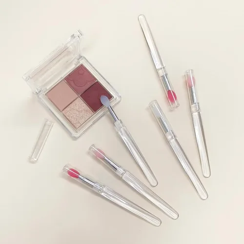 Vista 7 de Cepillo de labios de silicona, 4 varillas de brillo de labios rosa con tapa, cerdas de silicona suaves, 6 pulgadas de longitud, para brillo