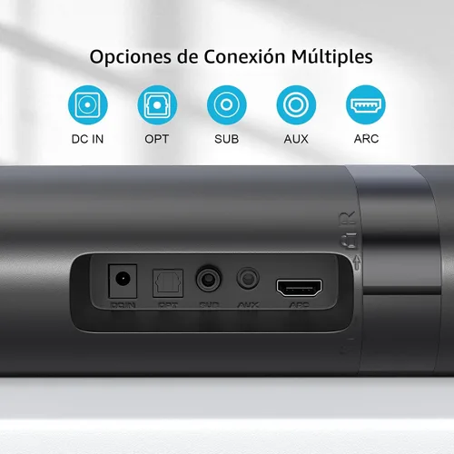 Vista 6 de Barra de Sonido Assistrust con Subwoofer, Barra de Sonido de 110W para Smart TV con Bajo Profundo Ajustable y Aumento de Volumen y 3 Modos de EQ