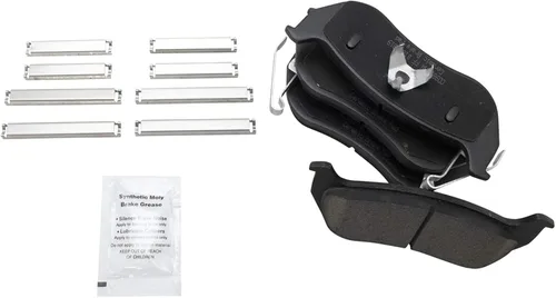 Vista 5 de TRQ Kit de pastillas de freno delanteras y traseras y rotores Kit de productos químicos de freno, pastillas de freno de cerámica compatible con Jeep