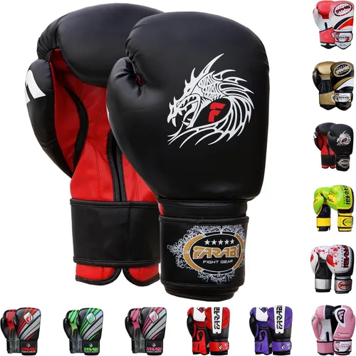 Vista 5 de Farabi Guantes de boxeo Pro Fighter Sparring Gym Bag Punching Focus Pad Mitts
