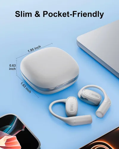 Vista 8 de Auriculares de oreja abierta, auriculares inalámbricos Bluetooth con 2 micrófonos, control táctil, cancelación de ruido ENC, auriculares deportivos