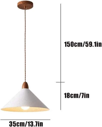 Vista 2 de 2 Pack Kitchen Island Pendant Lights, Nordic Retro White Metal Shade Ceiling Hanging Lighting, Modern Creative Conical Industrial Chandeliers for