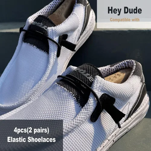 Vista 6 de Cordones elásticos de repuesto para Hey Dude - Cordones elásticos sin atar, cuerdas redondas, 2 pares