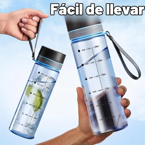 Vista 5 de Botella de agua transparente con medidas, plástico de boca ancha de 28 onzas